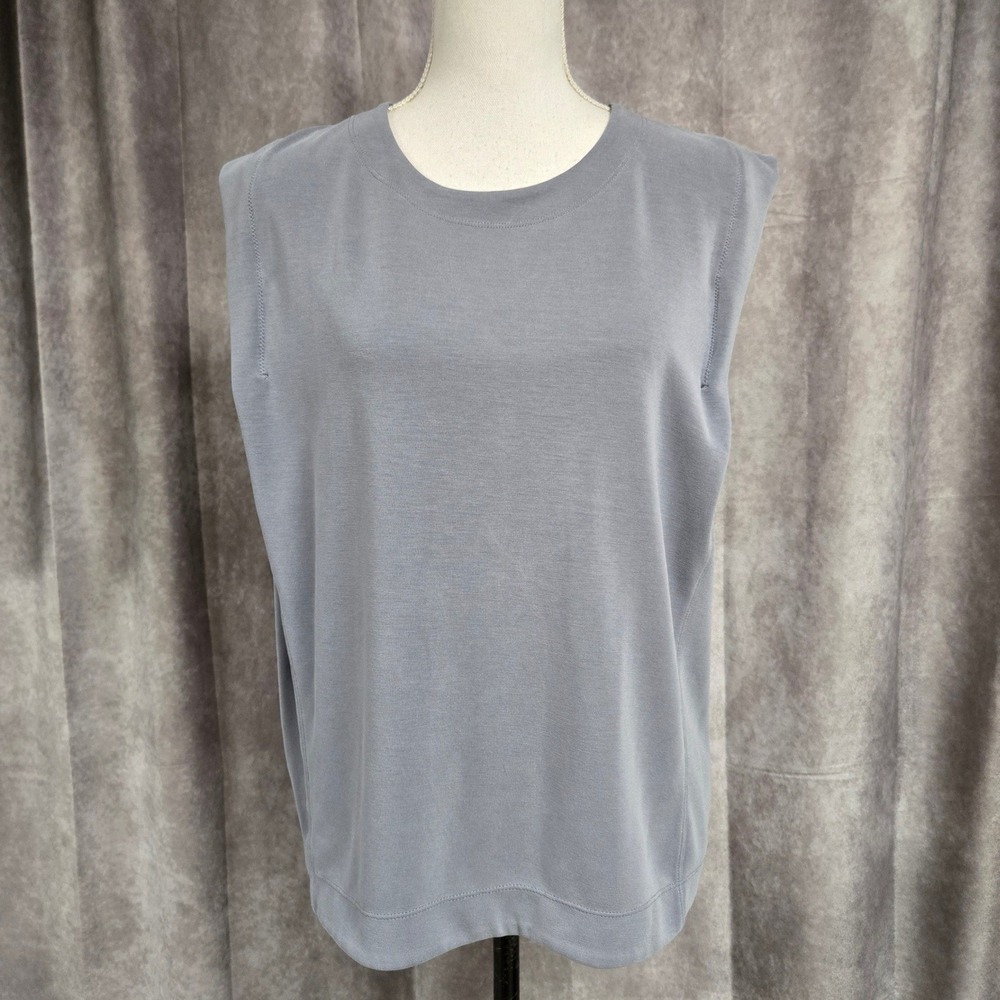 Athleta‎ Crewneck Miscle Tank Top Tencel Modal Blend Soft Gray Blue Women's Sz L